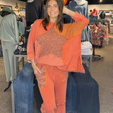 Star Patch Washed Waffle Knit Shirt