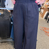 Pinstripe Scallop Hem Wide Leg Pants