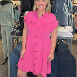 Snow Washed Button Up Dress