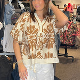 Puff Sleeve top with Contrast Trim