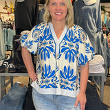 Puff Sleeve top with Contrast Trim