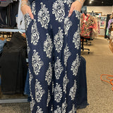 Abstract Print Wide Leg Pants