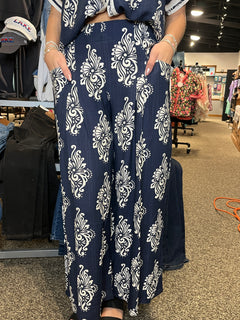 Abstract Print Wide Leg Pants