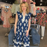 Tiered Ruffle Sleeve Midi Dress