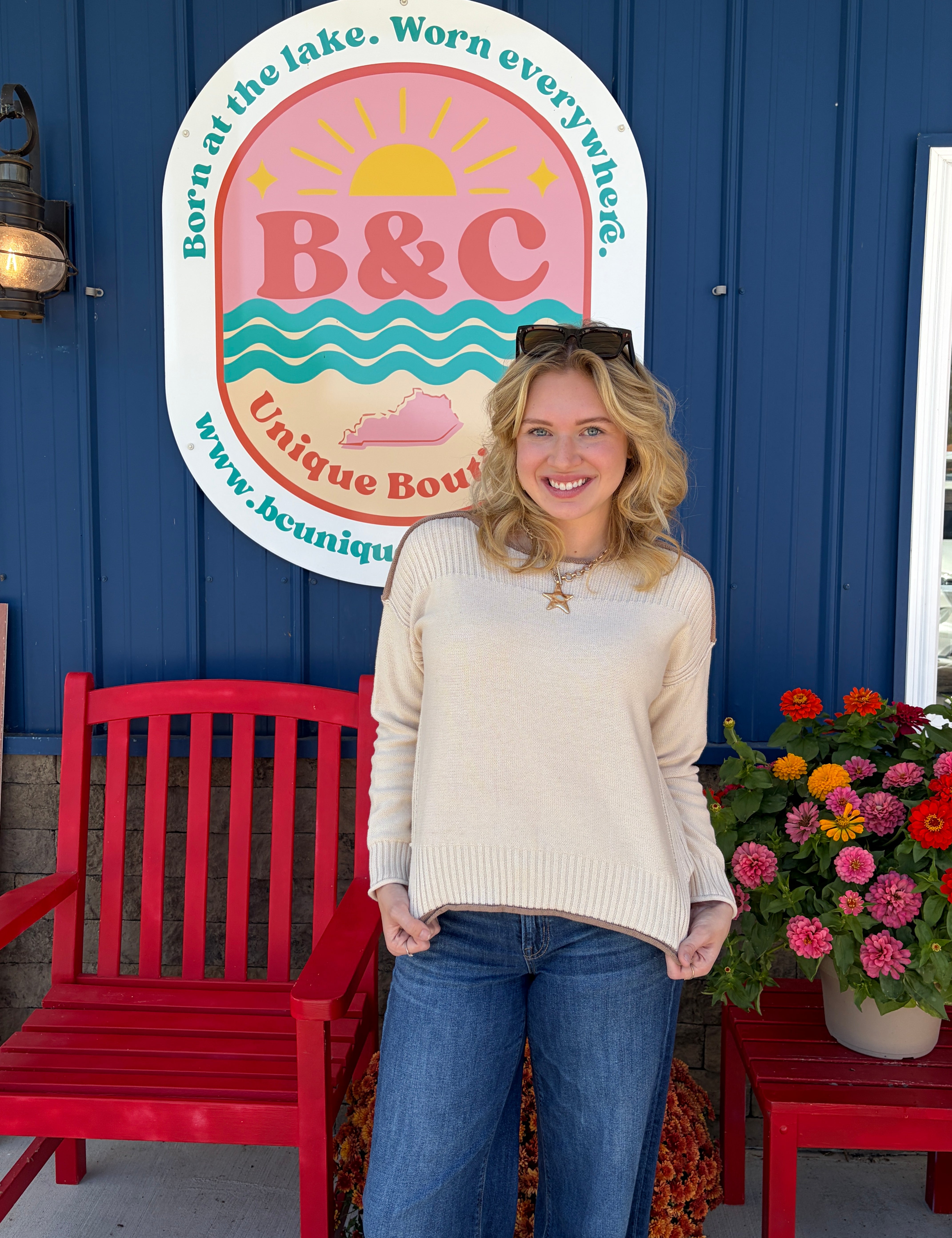 Boat Neck Knit Sweater