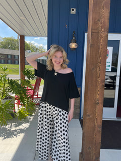 Wide Leg Dot Print Pant
