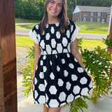 Geometric Smocked Yoke Mini Dress
