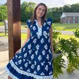 Tiered Ruffle Sleeve Midi Dress
