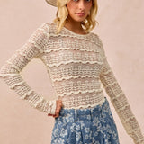 Ruffles Detail Flower Lace Top