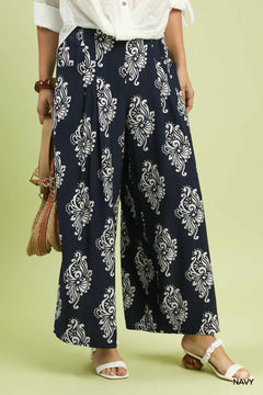Abstract Print Wide Leg Pants
