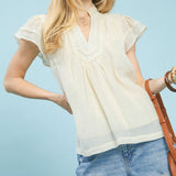 Scalloped Trim Flutter Sleeve Blouse