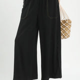 Linen Frayed Side Pocket Wide Leg Pants