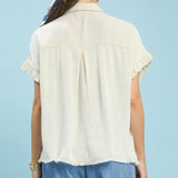 Washed Linen Blend Smocked Top