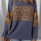 Colorblock Patchwork Leopard Top