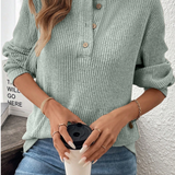 Aqua Ribbed Henley Knit top