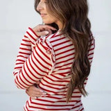 Striped Ruffle Shoulder Top