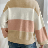 Color Block Lantern Sleeve Sweater