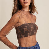 Sheer Lace Long-Sleeve Top