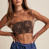 Sheer Lace Long-Sleeve Top