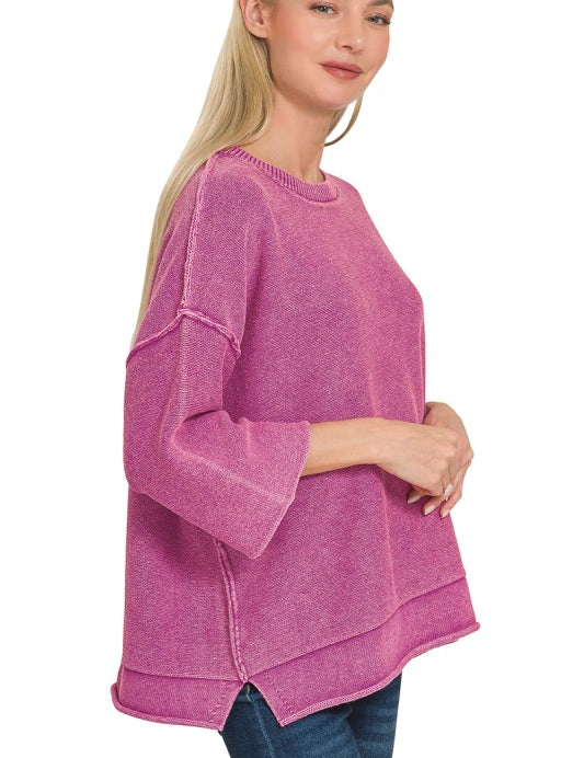 Boxy Sweater with 3/4 Sleeves