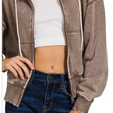 Cropped Zip Up Hoodie