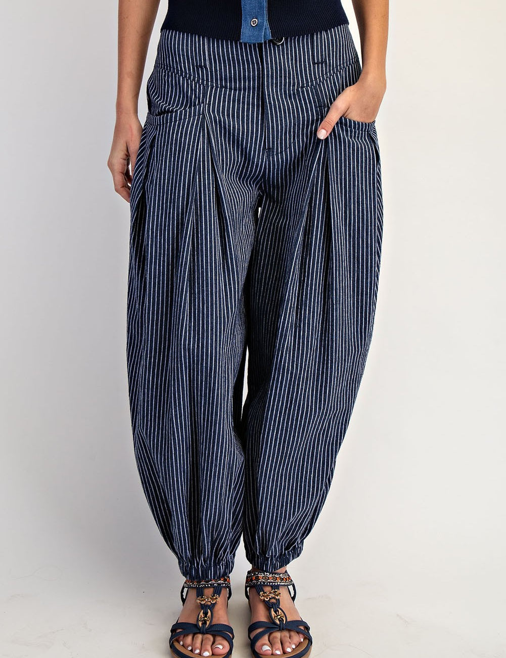 Pull On Stripe Wide Leg Pants