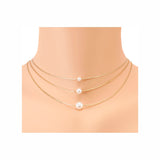 Golden Cream Pearl 3 Tier Necklace