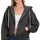 Cropped Zip Up Hoodie