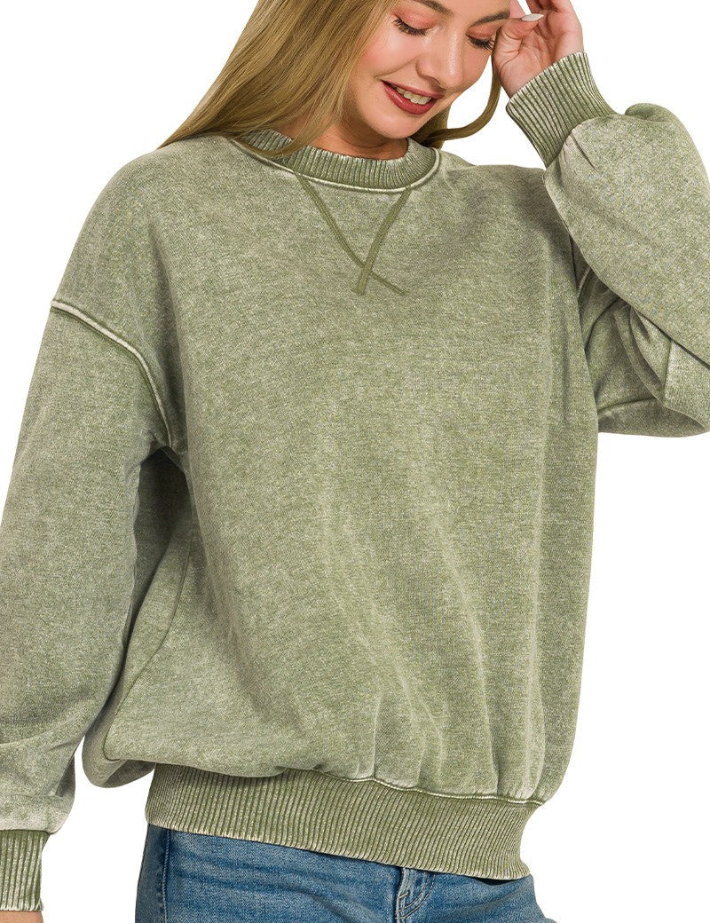 Acid Washed Fleece Sweatshirts