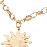 Sunburst Pendant Chunky Chain Necklace