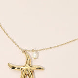 Starfish Pearl Charm Pendant Necklace