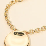 Organic Round Pendant Chunky Chain Necklace