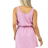 Sleeveless Cinched Waist Washed Dress