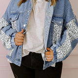 Leopard Patchwork Denim Jacket