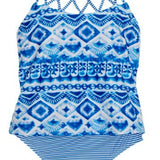 Girls One Piece Patterned Swimsuit