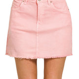 Acid Washed Frayed Hem Skirt