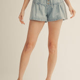 Drawstring Waist Denim Shorts