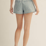 Drawstring Waist Denim Shorts