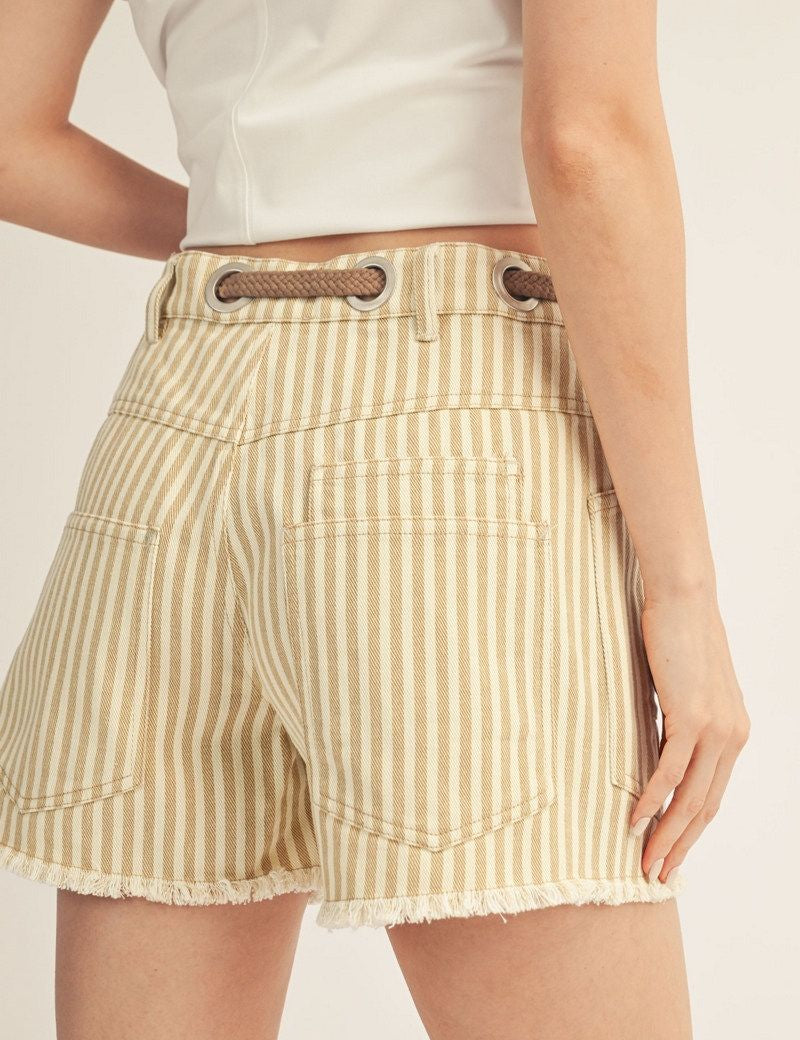 Drawstring Striped Shorts