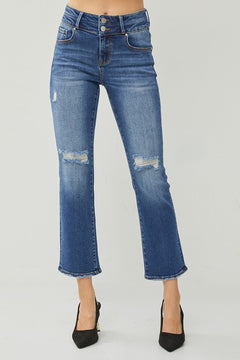 Risen High Rise Ankle Straight Jeans