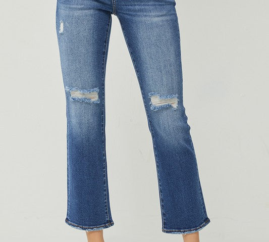 Risen High Rise Ankle Straight Jeans