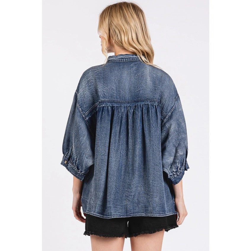 Washed Denim Chambray Top