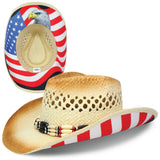 Straw Cowboy Patriot Eagle Hat