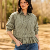 Floral Print Jacket with Ruffles
