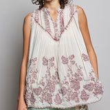 Sleeveless Floral Embossed Top