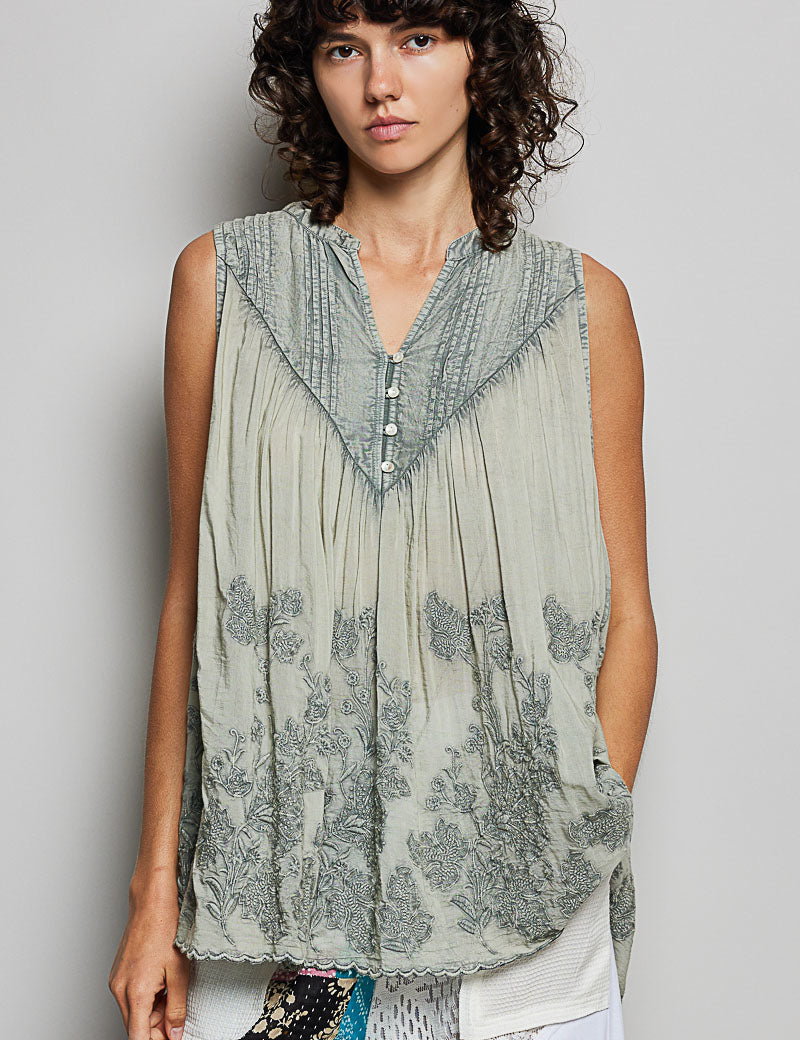 Sleeveless Floral Embossed Top