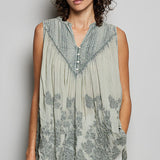 Sleeveless Floral Embossed Top