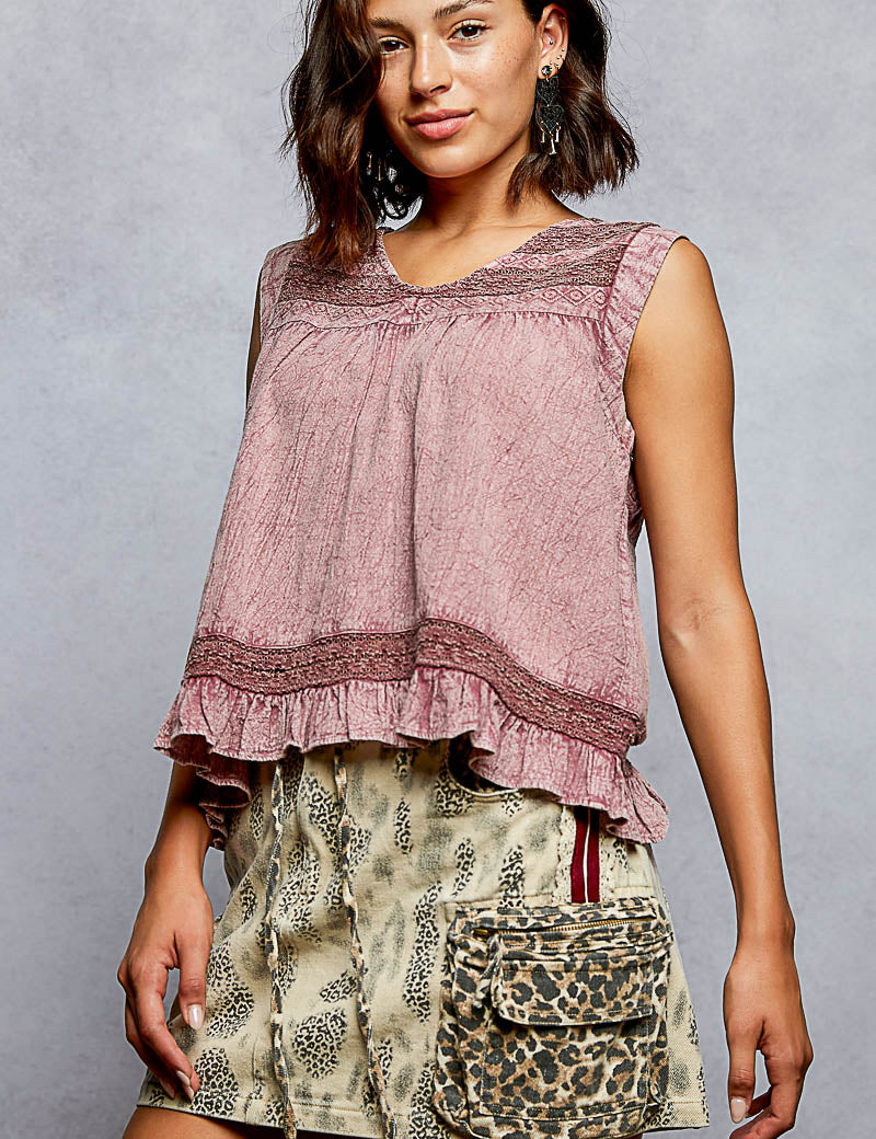 Sleeveless Ruffled Flow Top
