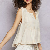 Sleeveless V Neck Ruffle Bottom Top