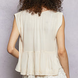 Sleeveless V Neck Ruffle Bottom Top